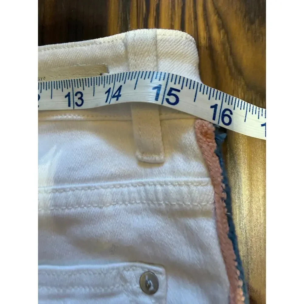 Anthropologie Pilcro Side Crochet Skinny Ankle Length White Denim Jeans Size 29